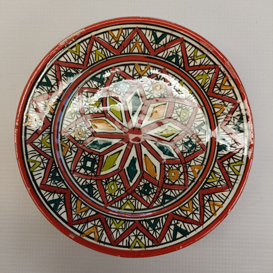Piatto Decorativo Marocchino in Ceramica – Fatto a Mano con Motivo Geometrico