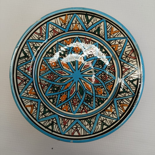 Piatto Decorativo Marocchino in Ceramica – Fatto a Mano con Motivo Geometrico