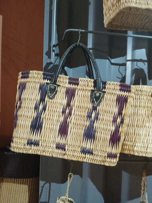 Borsa Viola e Blu in Paglia